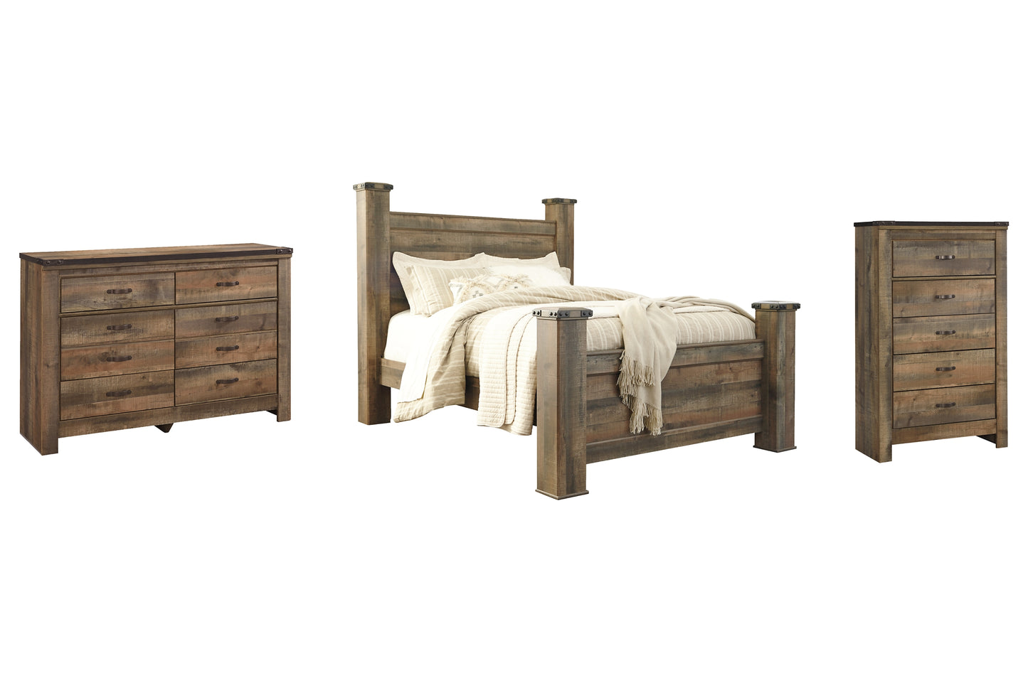 Trinell  Poster Bed With Dresser And Chest