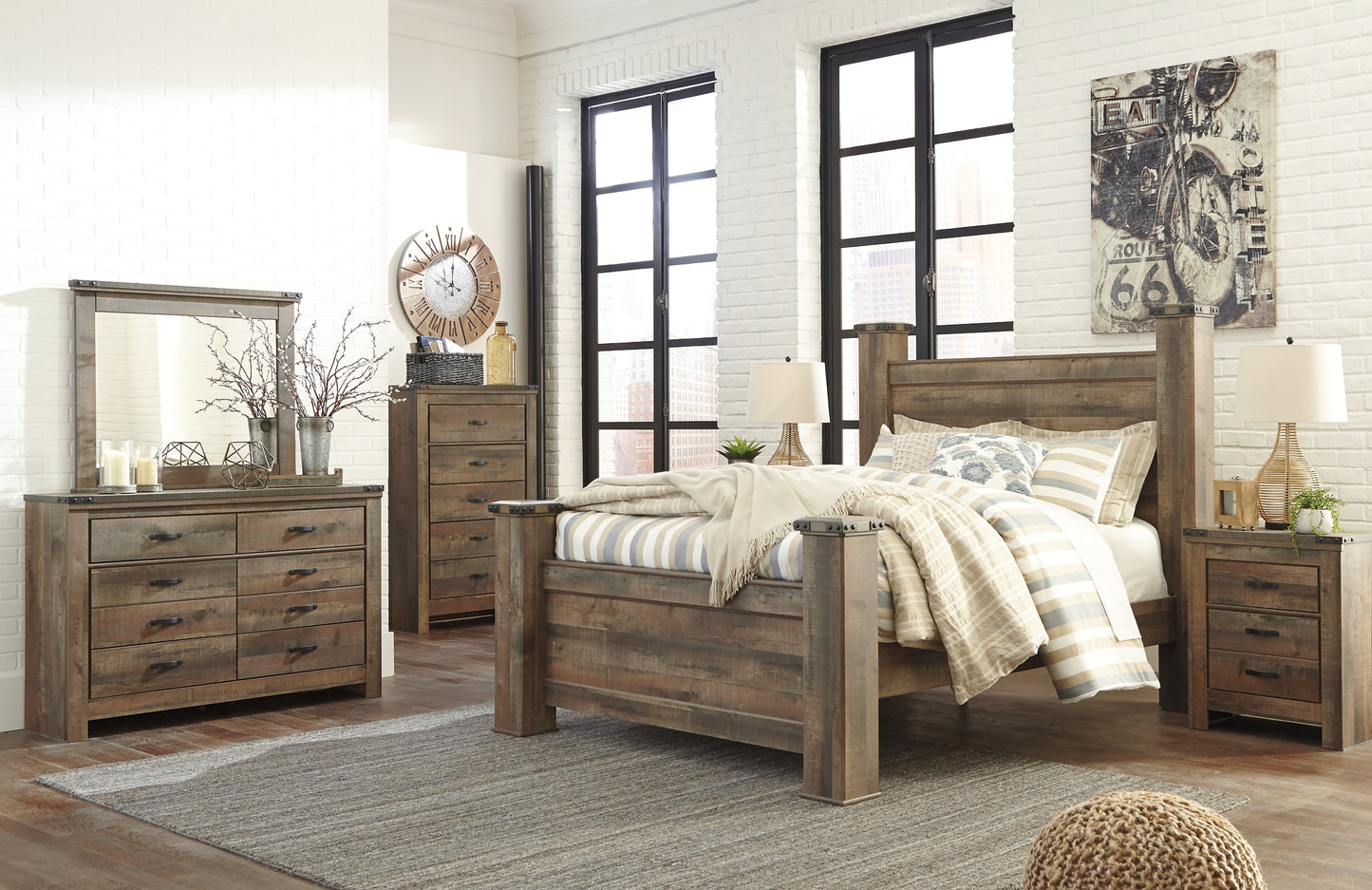 Trinell  Poster Bed With Dresser And Chest