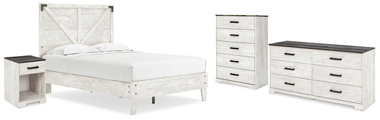 Shawburn  Platform Bed With Dresser, Chest And Nightstand