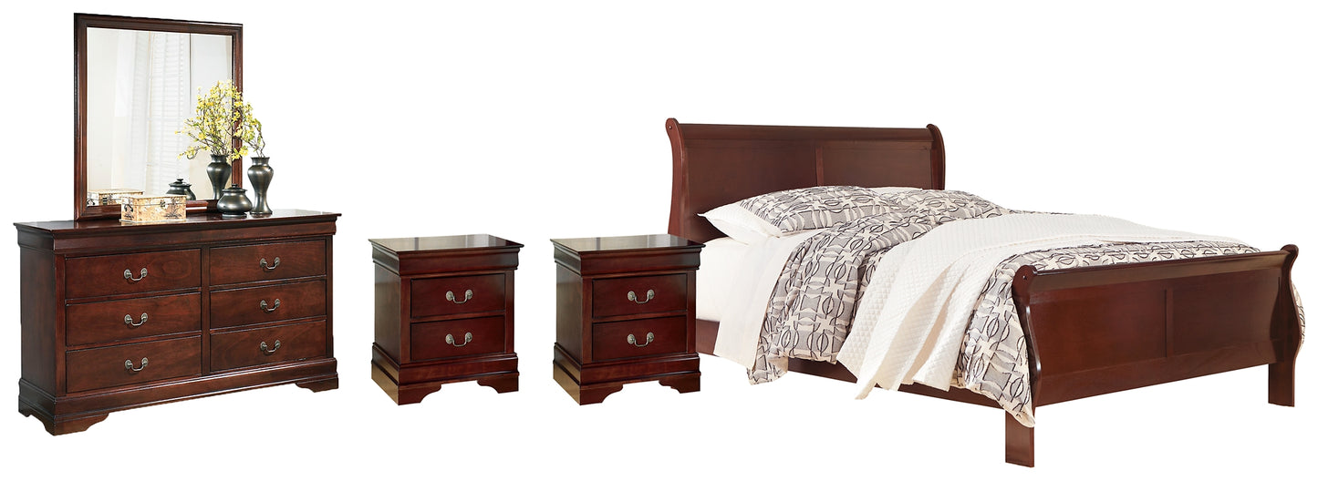 Alisdair California  Sleigh Bed With Mirrored Dresser And 2 Nightstands