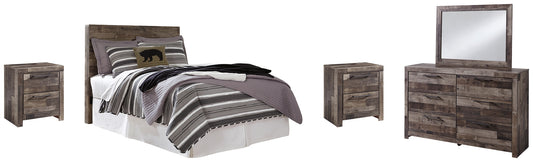 Derekson  Panel Headboard With Mirrored Dresser And 2 Nightstands