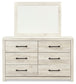 Cambeck  Panel Headboard With Mirrored Dresser And Chest