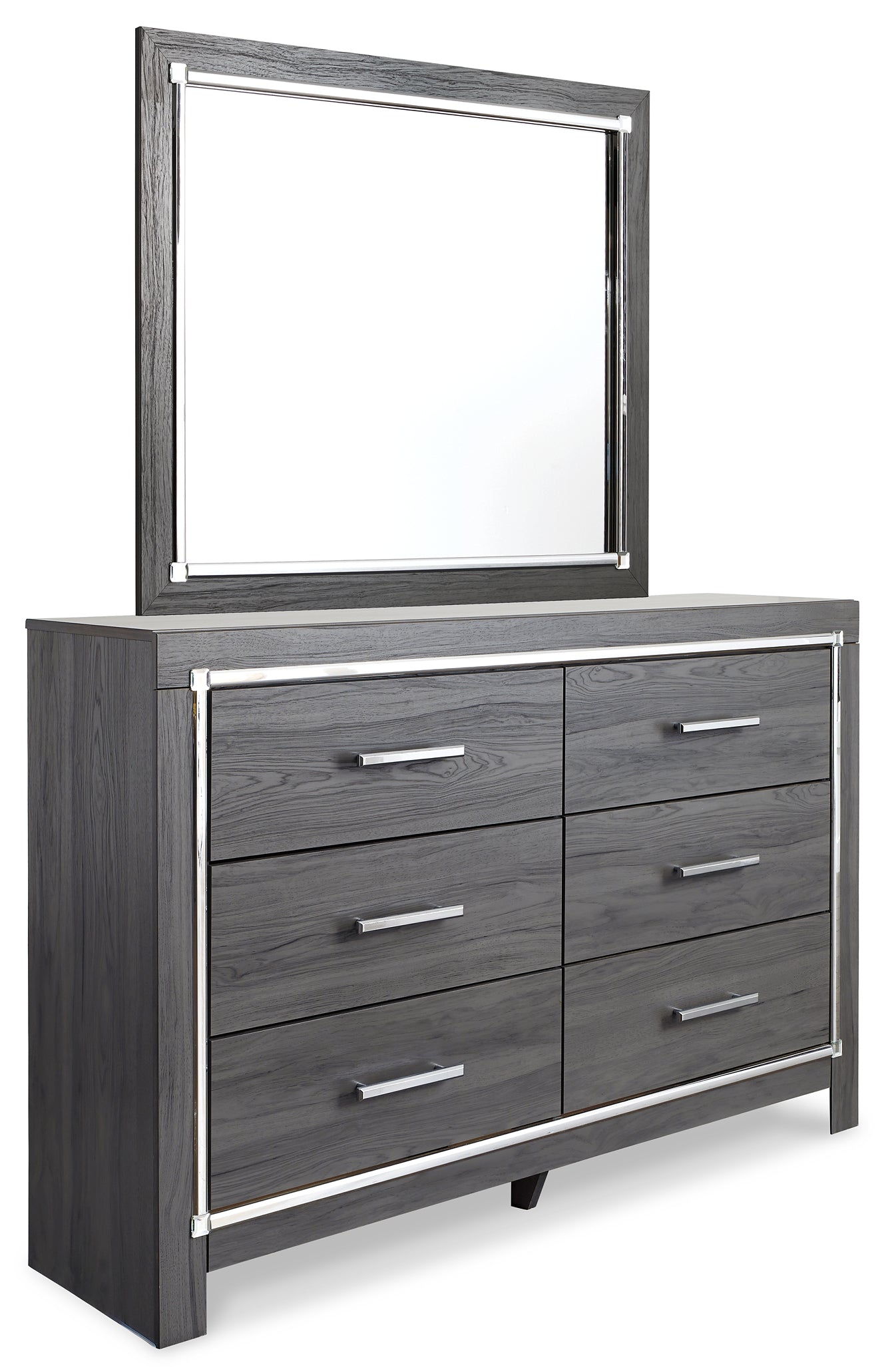 Lodanna  Panel Bed With Mirrored Dresser And 2 Nightstands