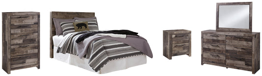 Derekson  Panel Headboard With Mirrored Dresser, Chest And Nightstand