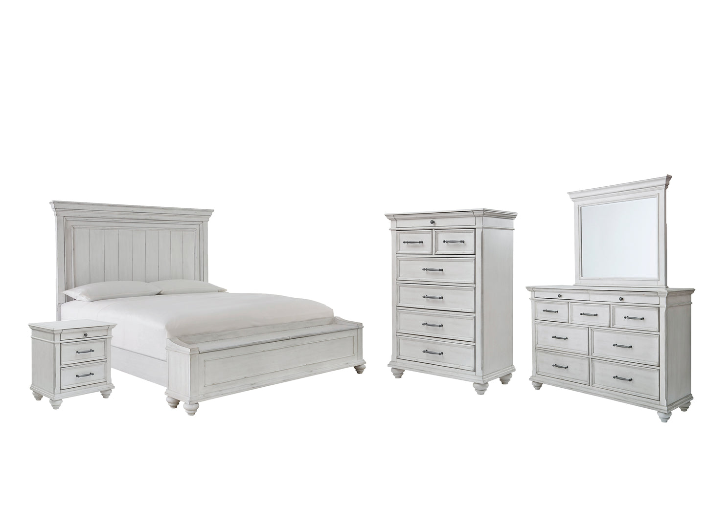 Kanwyn  Panel Bed With Storage With Mirrored Dresser, Chest And Nightstand