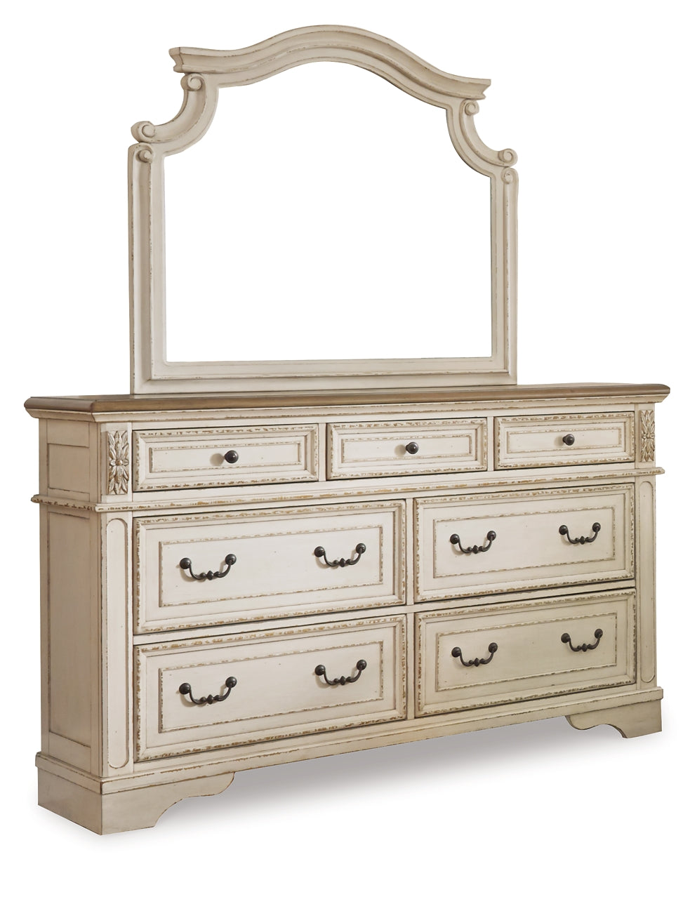 Realyn  Upholstered Bed With Mirrored Dresser