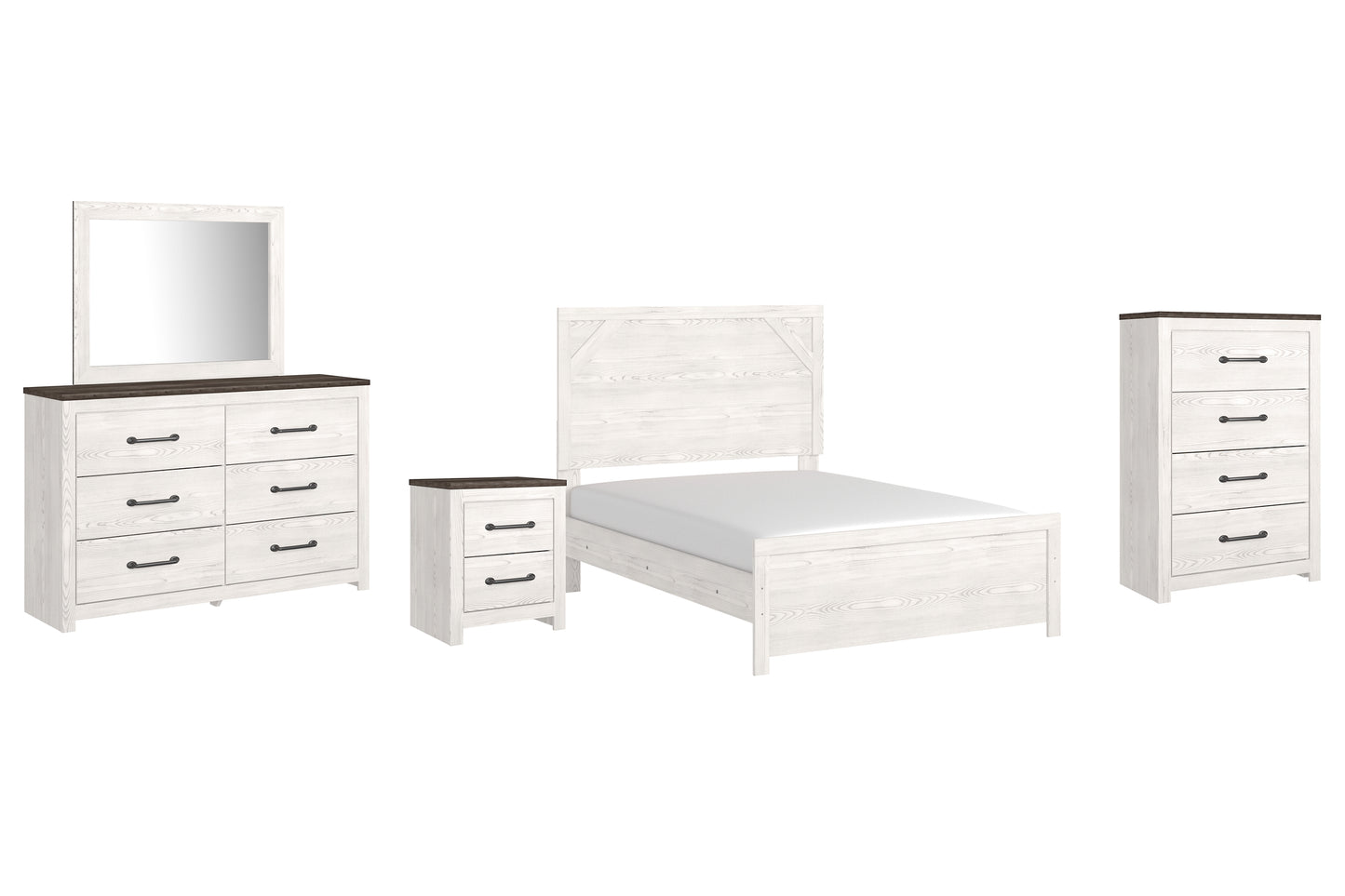 Gerridan  Panel Bed With Mirrored Dresser, Chest And Nightstand
