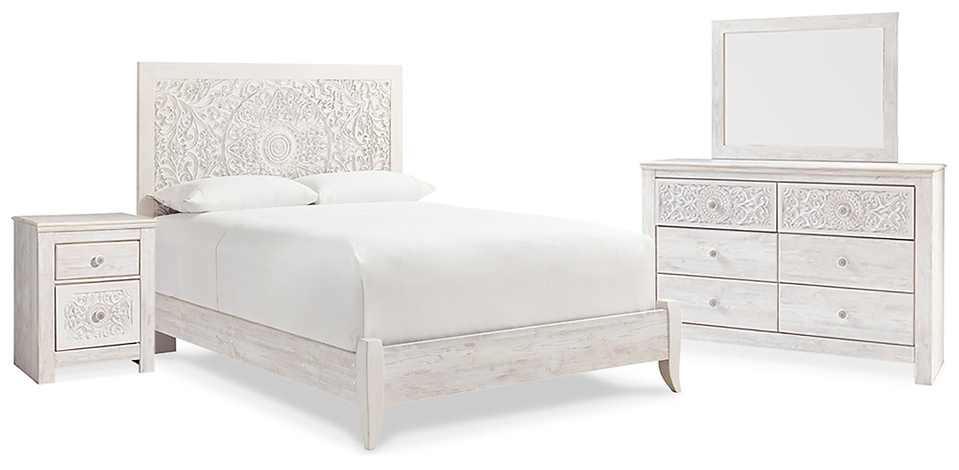 Paxberry  Panel Bed With Mirrored Dresser And Nightstand