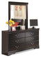 Huey Vineyard  Sleigh Headboard With Mirrored Dresser, Chest And 2 Nightstands