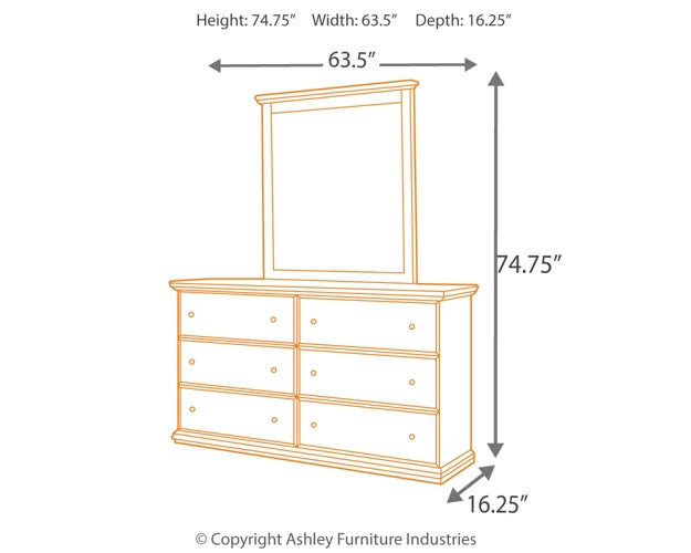 Maribel /California King Panel Headboard With Mirrored Dresser, Chest And Nightstand