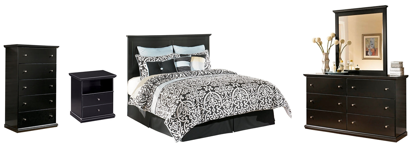 Maribel /California King Panel Headboard With Mirrored Dresser, Chest And Nightstand