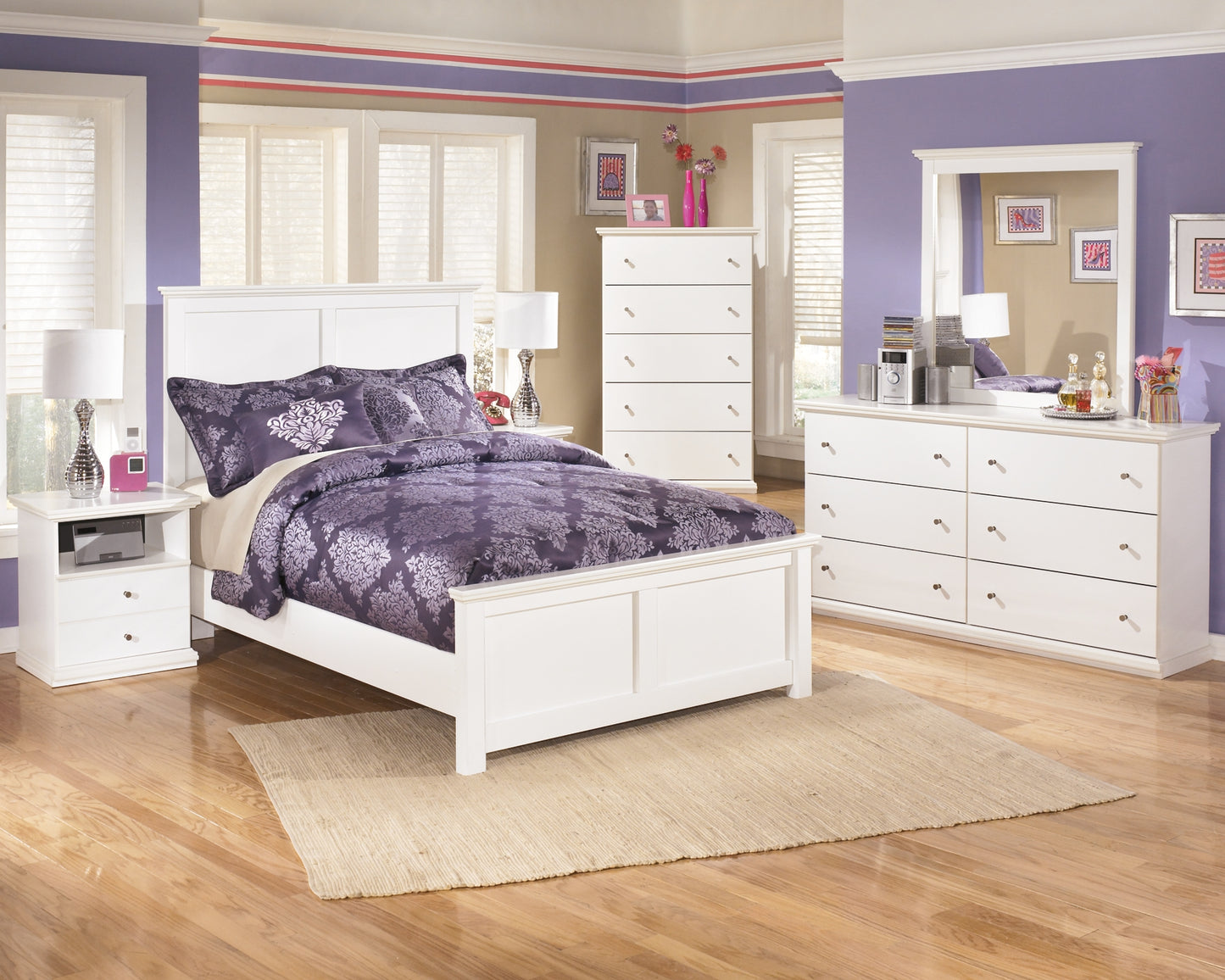 Bostwick Shoals  Panel Bed With Mirrored Dresser And Chest