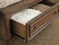 Flynnter  Panel Bed With 2 Storage Drawers With Mirrored Dresser, Chest And Nightstand