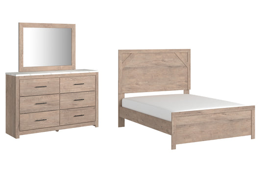 Senniberg  Panel Bed With Mirrored Dresser