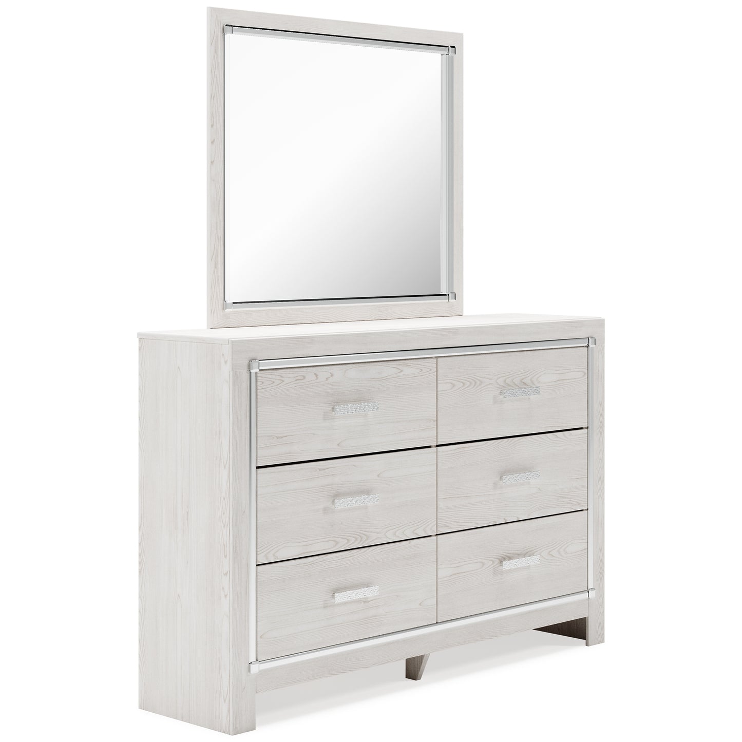 Altyra  Bookcase Headboard With Mirrored Dresser, Chest And Nightstand