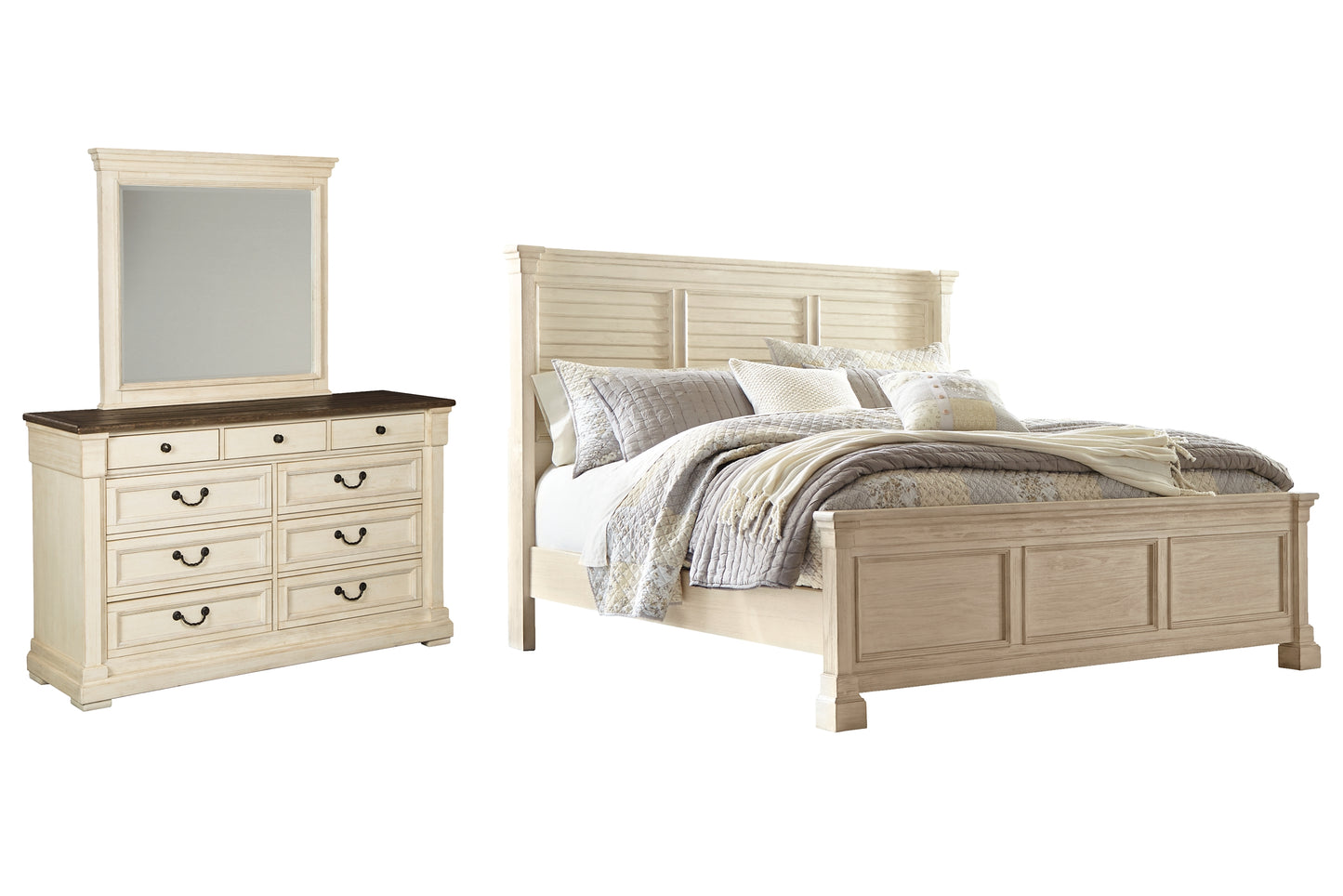 Bolanburg California  Panel Bed With Mirrored Dresser