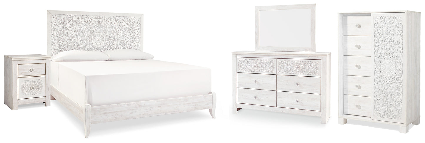 Paxberry  Panel Bed With Mirrored Dresser, Chest And Nightstand