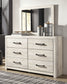 Cambeck  Upholstered Panel Bed With Mirrored Dresser