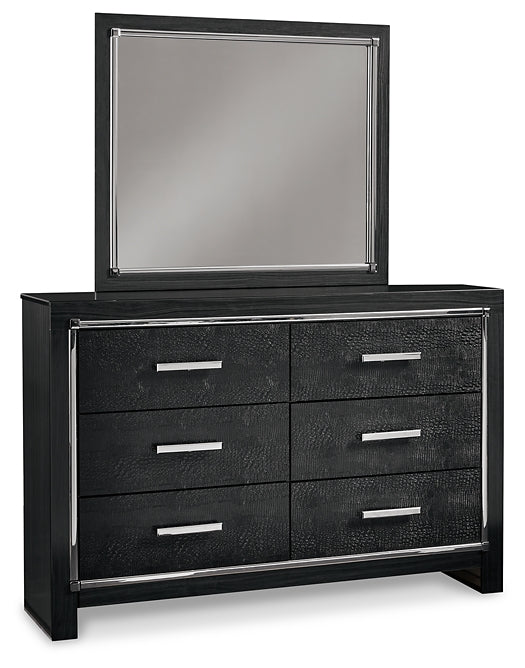 Kaydell  Upholstered Panel Storage Bed With Mirrored Dresser And 2 Nightstands
