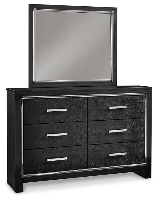 Kaydell  Upholstered Panel Storage Bed With Mirrored Dresser