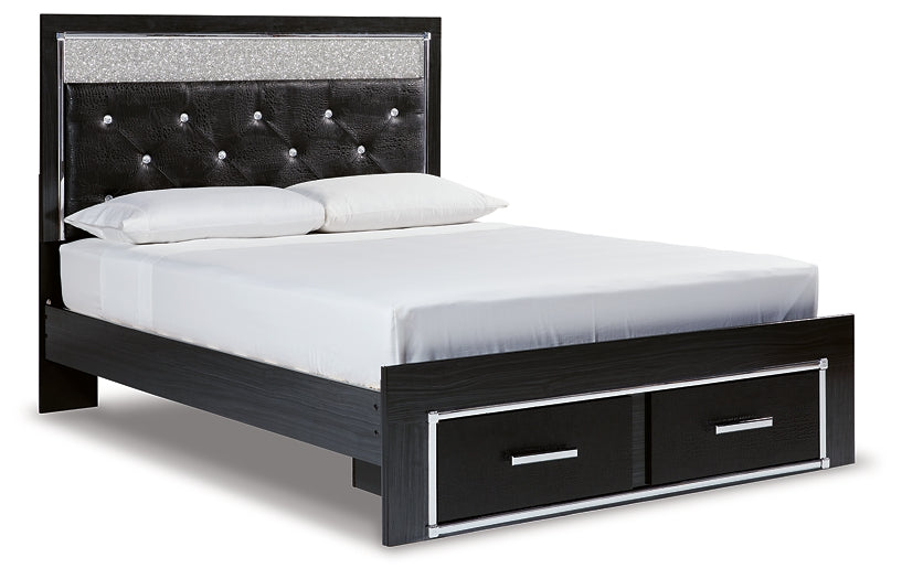 Kaydell  Upholstered Panel Storage Bed With Mirrored Dresser