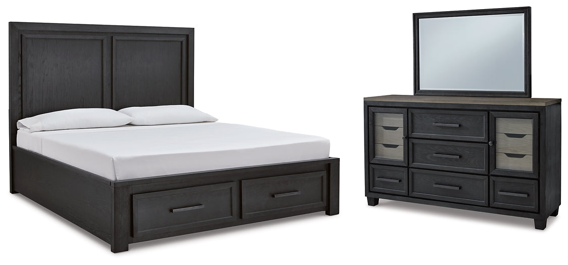 Foyland California  Panel Storage Bed With Mirrored Dresser