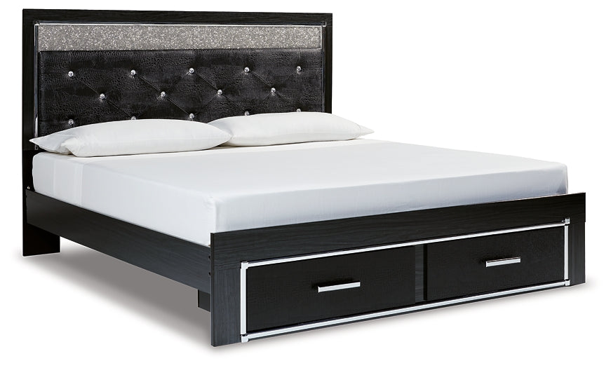 Kaydell  Upholstered Panel Storage Platform Bed With Mirrored Dresser, Chest And Nightstand