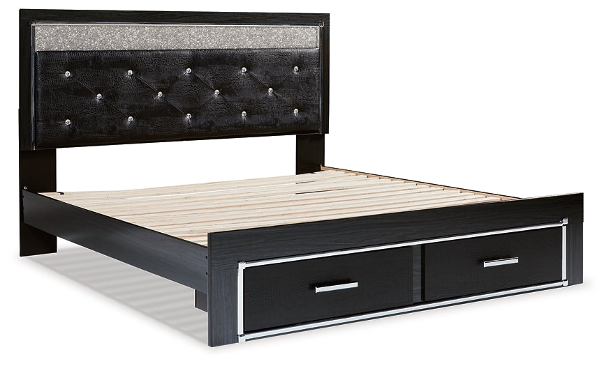 Kaydell  Upholstered Panel Storage Platform Bed With Mirrored Dresser, Chest And Nightstand