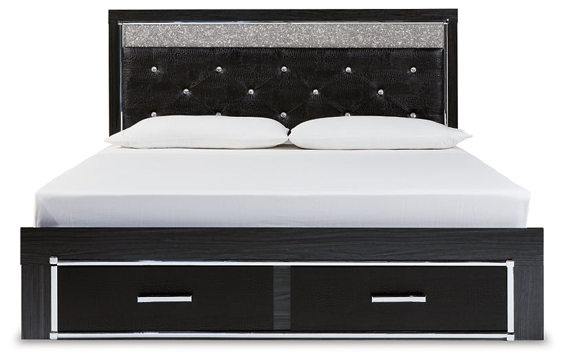 Kaydell  Upholstered Panel Storage Platform Bed With Mirrored Dresser, Chest And Nightstand